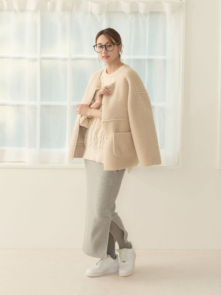 双面 Boa Ducker 夹克，米色