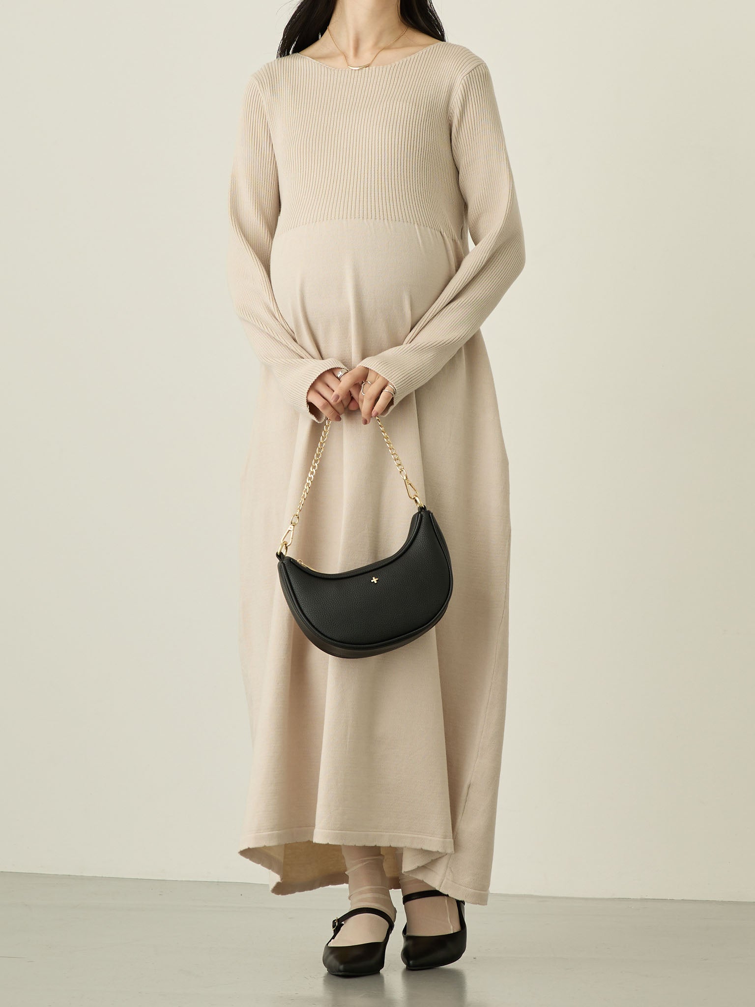 リブニットフレアワンピース Beige – honono for mom&baby