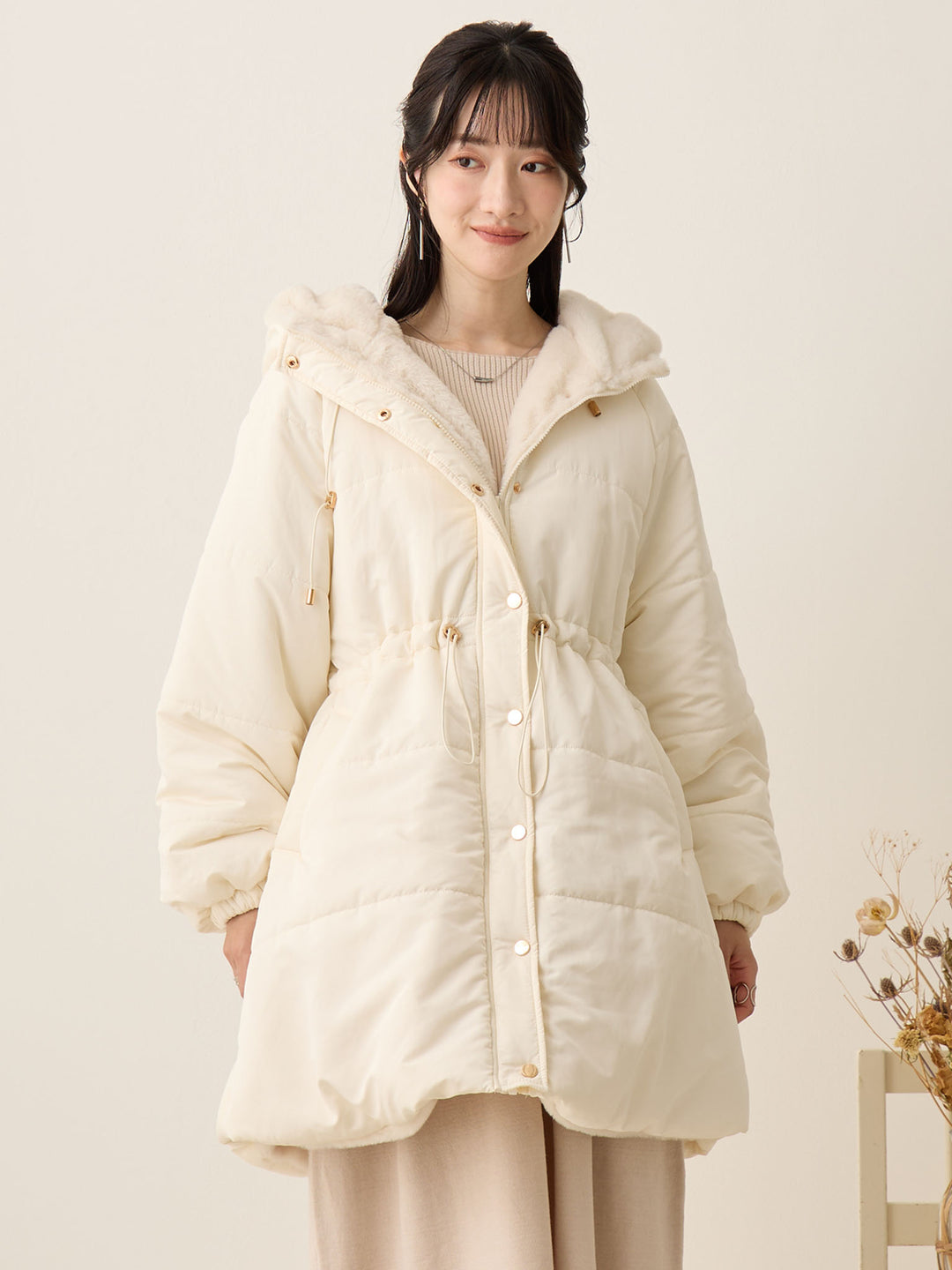 [孕妇/产后] 鸭绒外套 米色填充外套