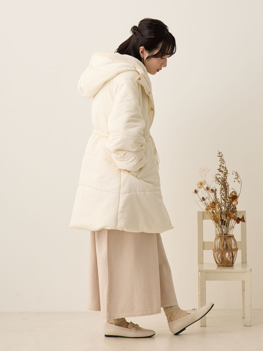 [孕妇/产后] 鸭绒外套 米色填充外套