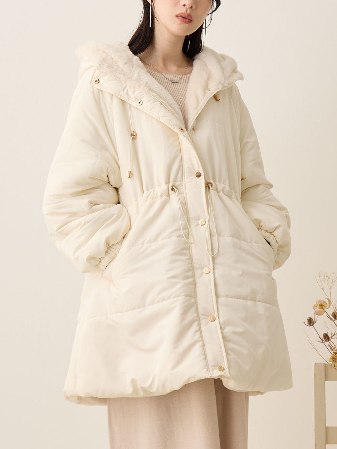 [孕妇/产后] 鸭绒外套 米色填充外套