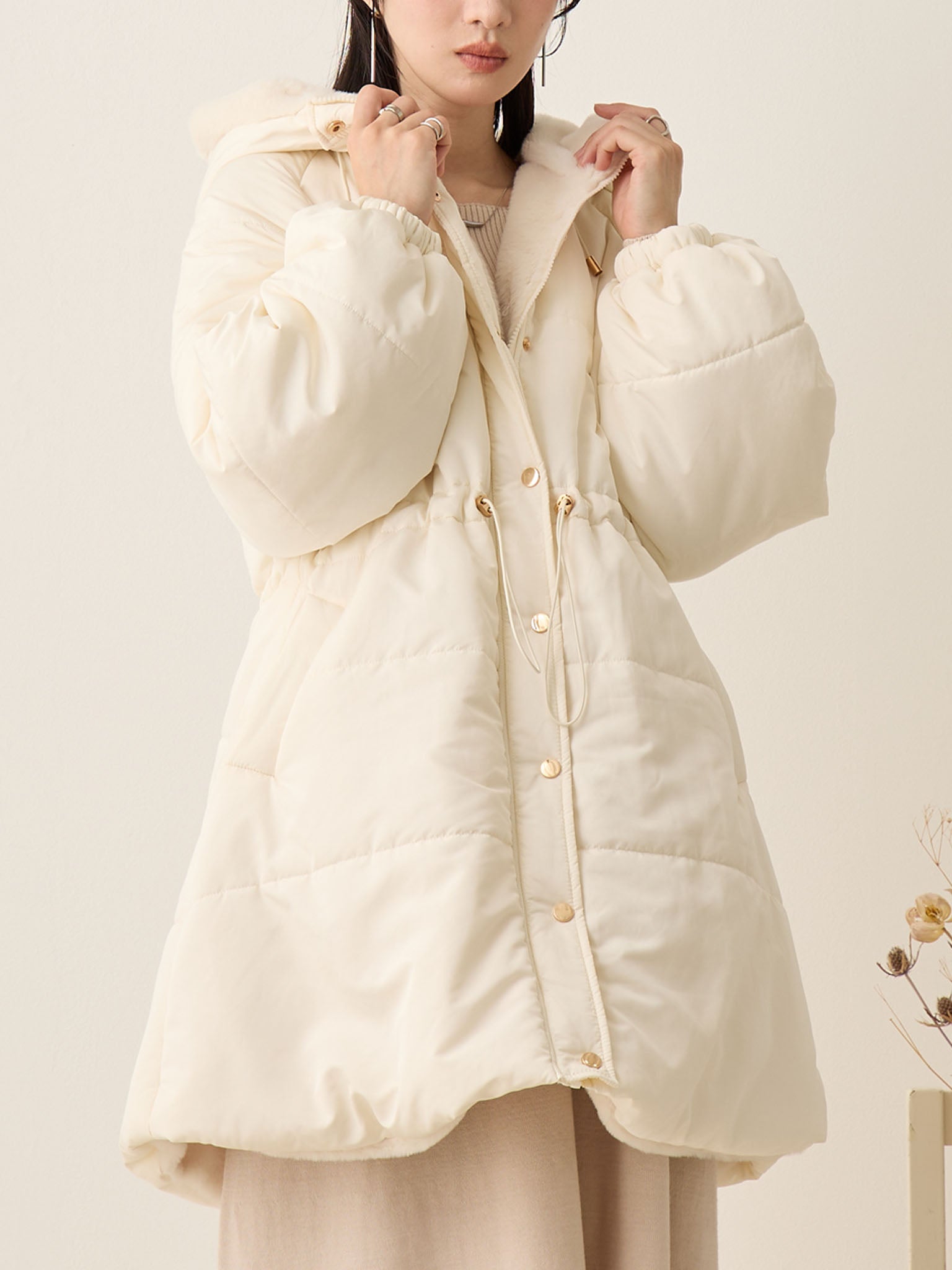 ダッカー付き中綿アウター Ecru