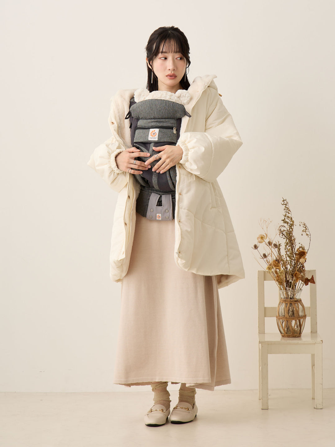 [孕妇/产后] 鸭绒外套 米色填充外套