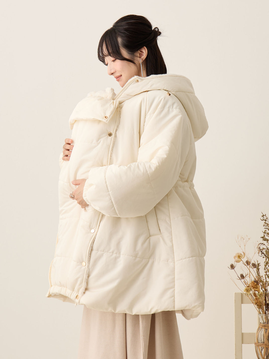 [孕妇/产后] 鸭绒外套 米色填充外套