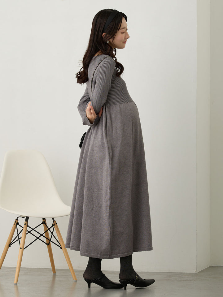 リブニットフレアワンピース Gray
