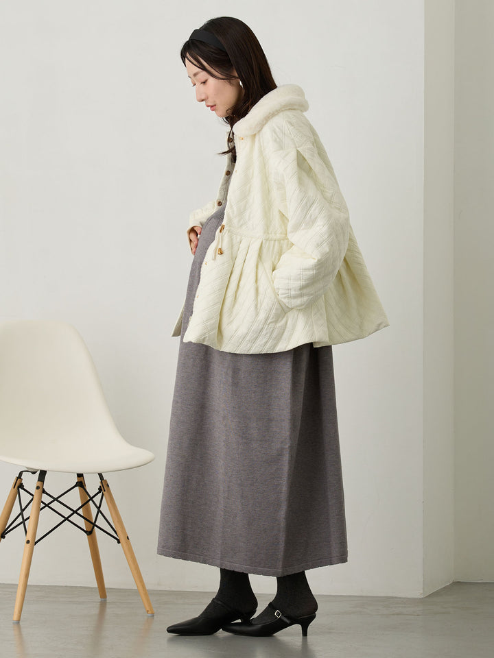 リブニットフレアワンピース Gray