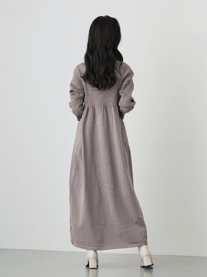 罗纹针织喇叭裙 灰色