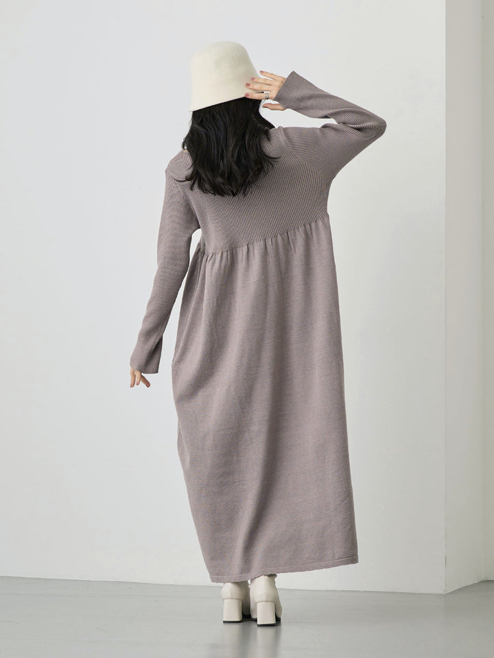 罗纹针织喇叭裙 灰色