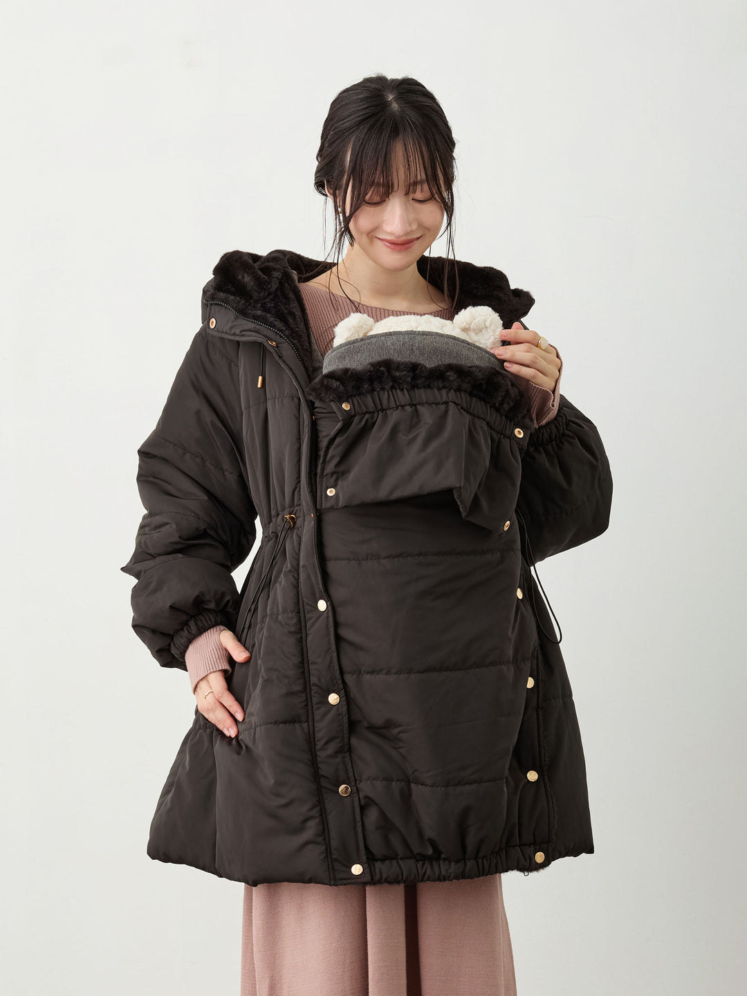 ダッカー付き中綿アウター Black