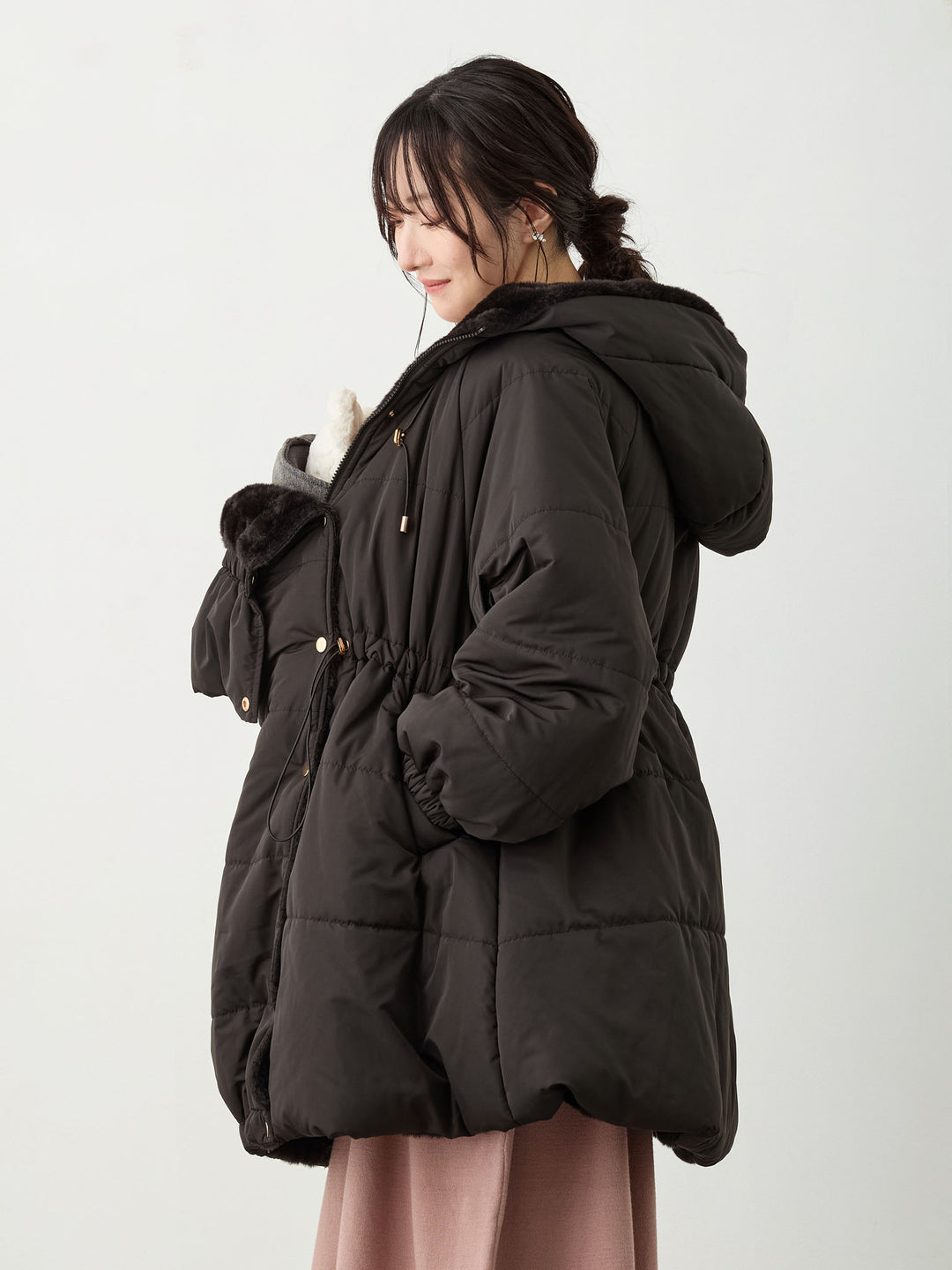 ダッカー付き中綿アウター Black