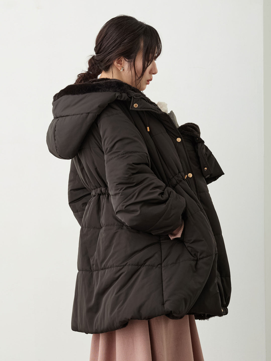 ダッカー付き中綿アウター Black