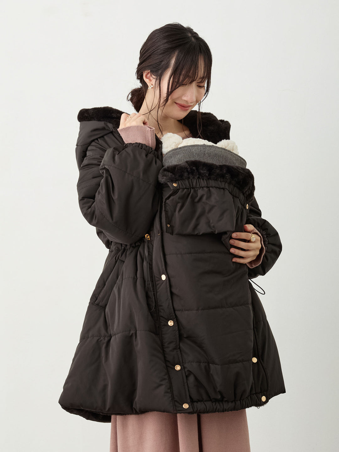 ダッカー付き中綿アウター Black