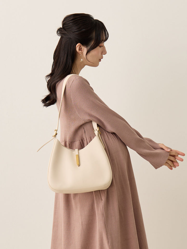 罗纹针织喇叭裙，米色