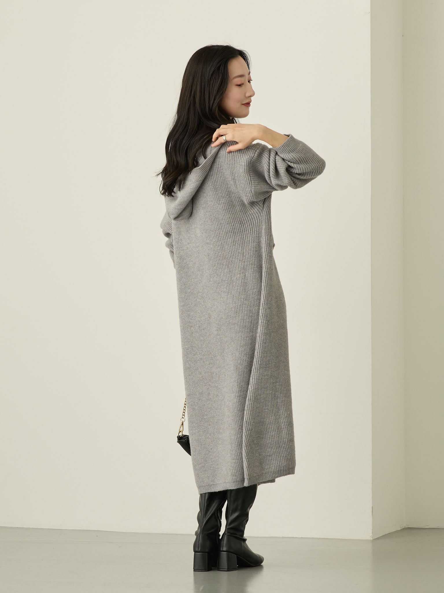 フードマフラー付きニットワンピース Gray – honono for mom&baby