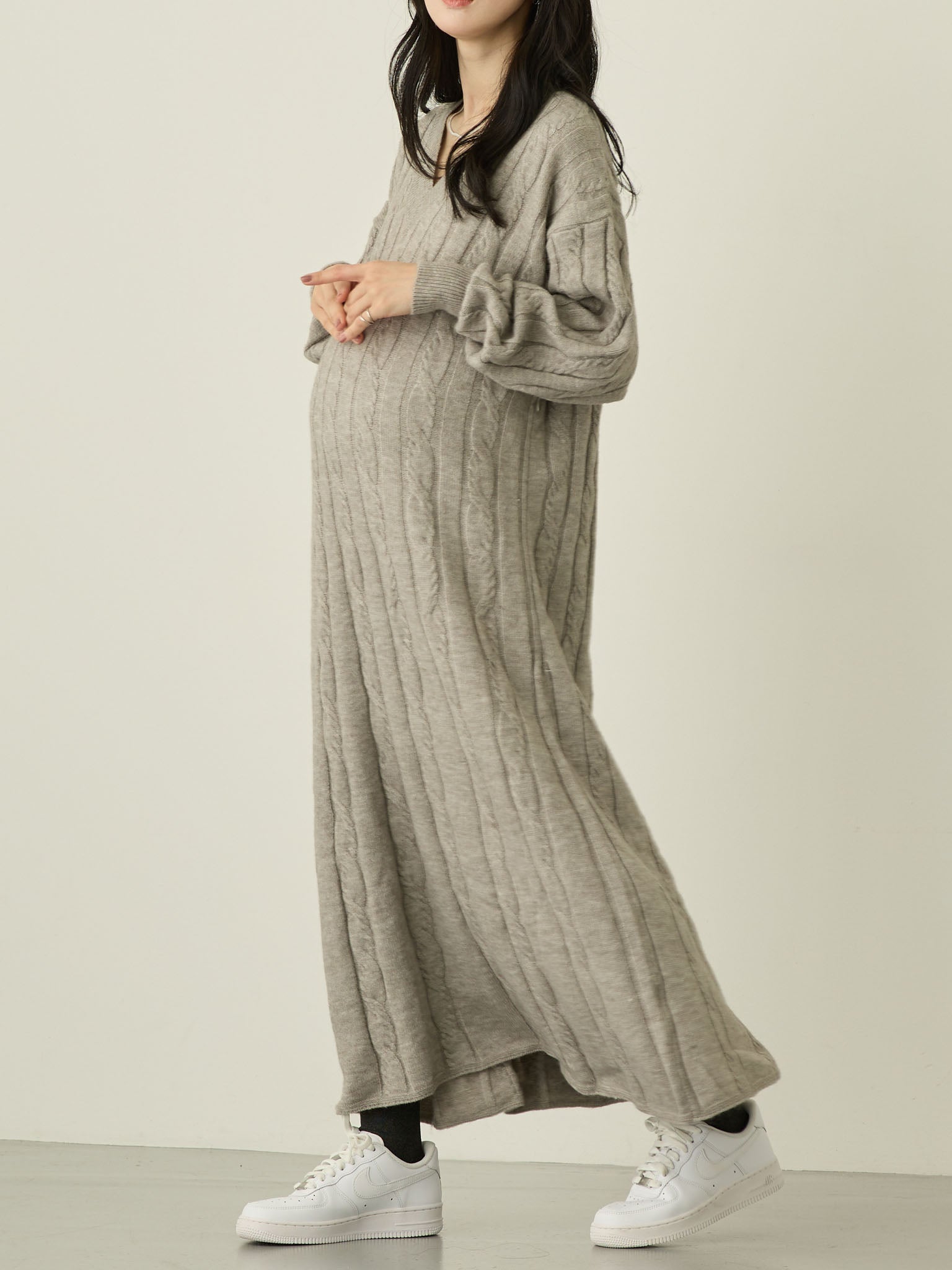 美品　近年モデル　パーリーゲイツ　ワンピース　ニットワンピース　　ケーブル ケーブルニットワンピース Gray – honono for mom&baby