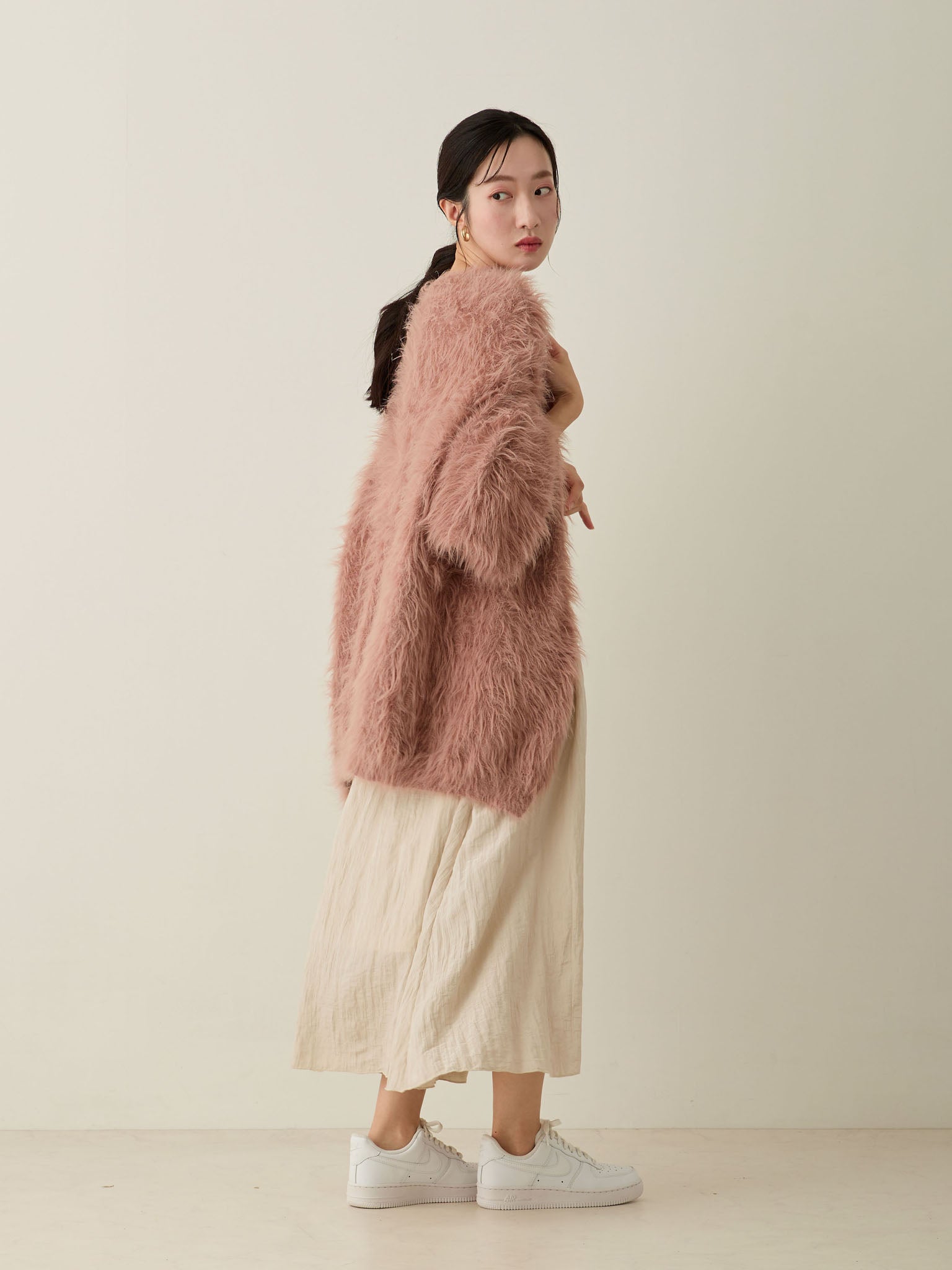 フラッフィーカーディガン Dusty pink – honono for mom&baby