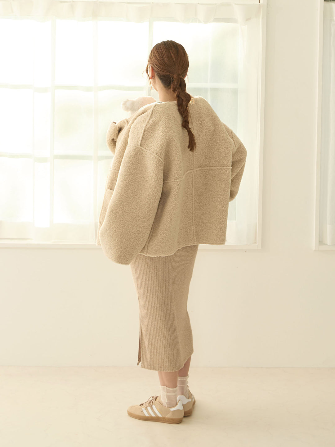 双面 Boa Ducker 夹克，米色