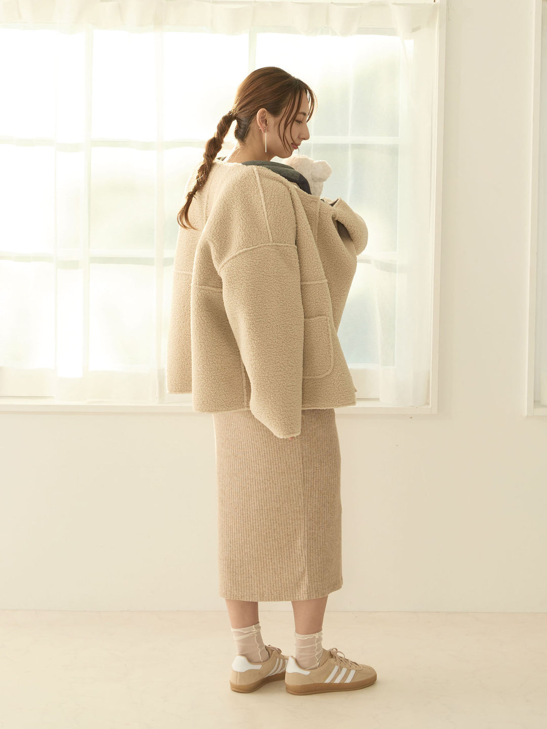 双面 Boa Ducker 夹克，米色