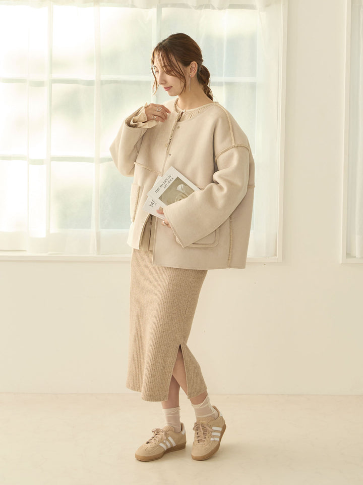 双面 Boa Ducker 夹克，米色