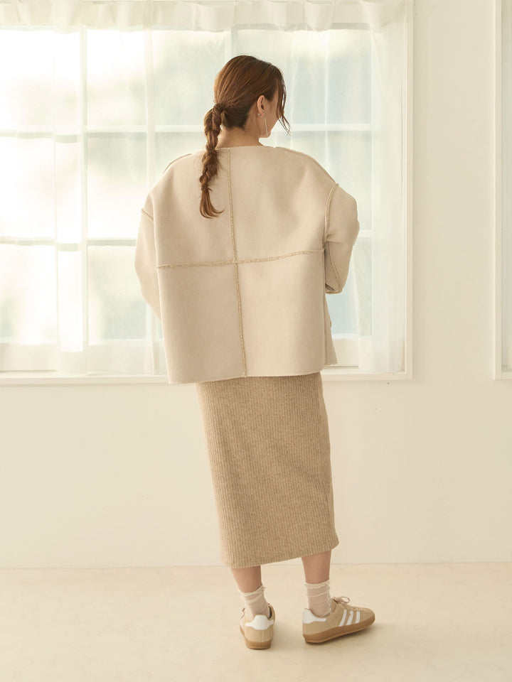 双面 Boa Ducker 夹克，米色