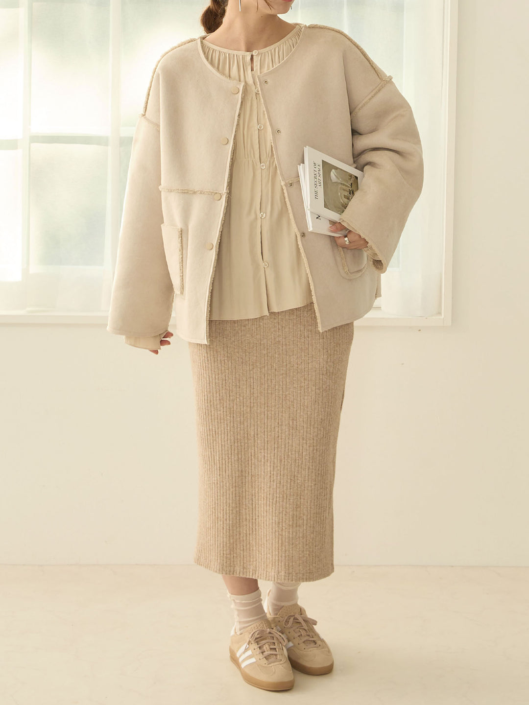 双面 Boa Ducker 夹克，米色