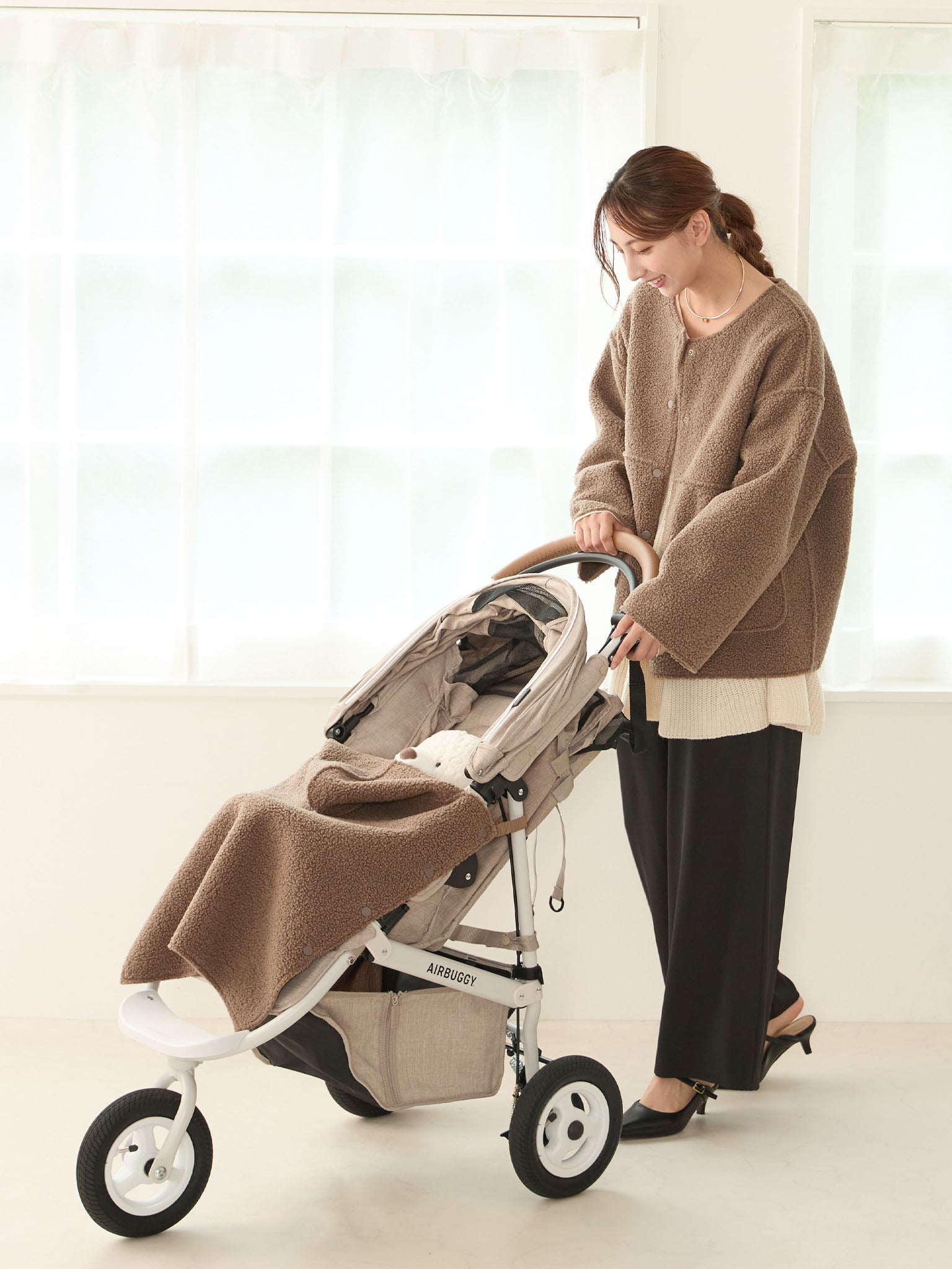 リバーシブルボアダッカー付きジャケット Brown – honono for mom&baby
