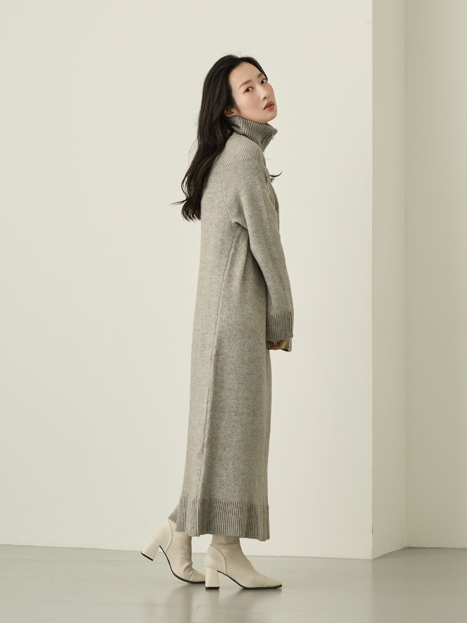 ハーフジップニットワンピース Gray – honono for mom&baby