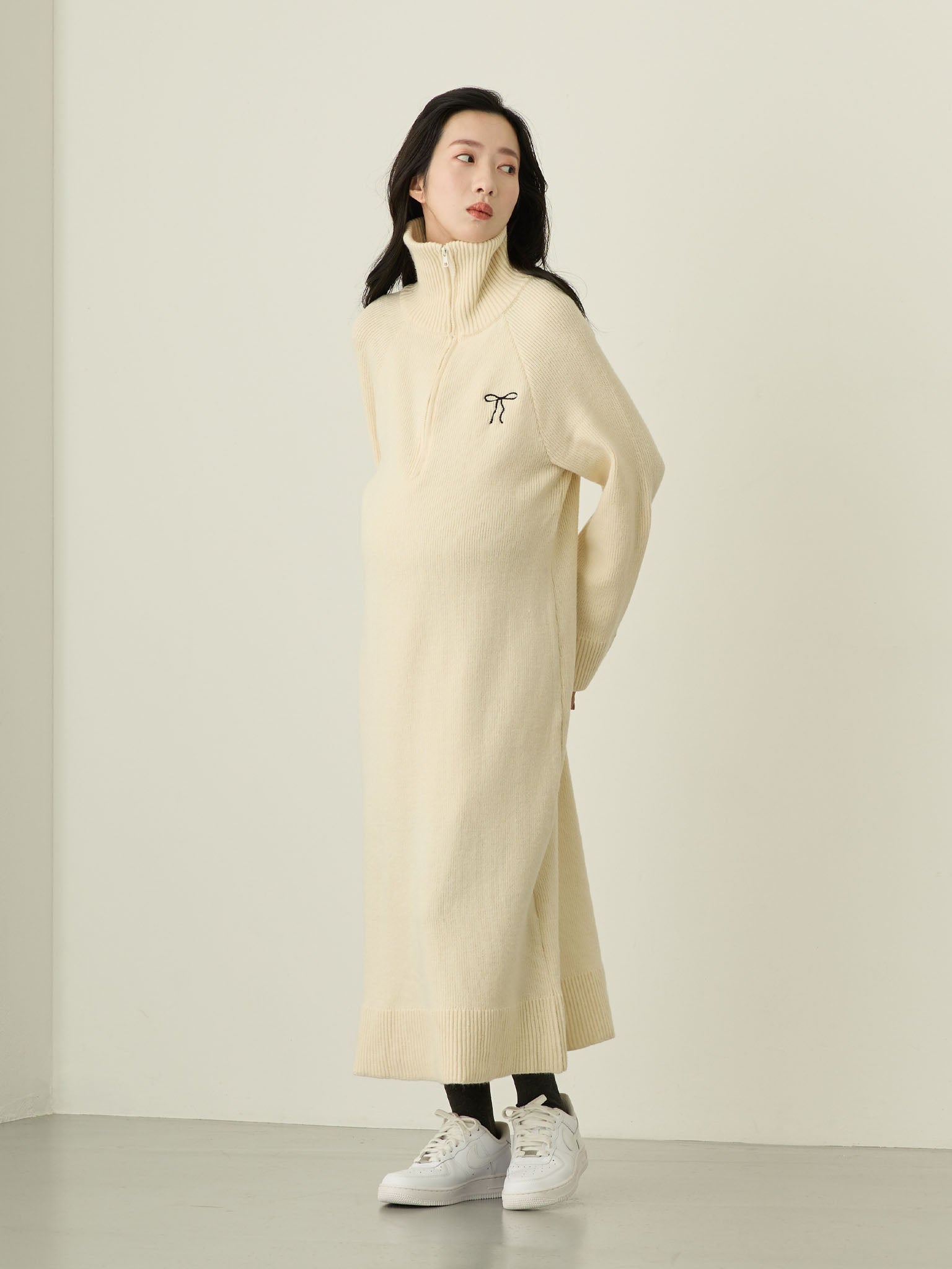 ハーフジップニットワンピース Ivory – honono for mom&baby