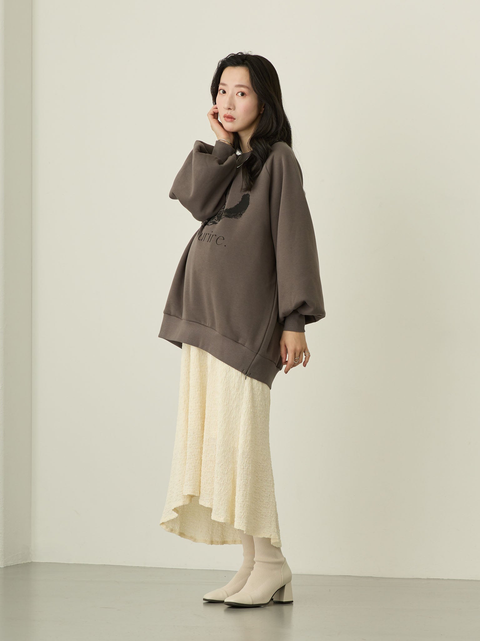 裏起毛ねこスウェットトップス Charcoal – honono for mom&baby