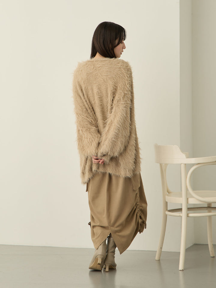 羊毛工装裙，米色