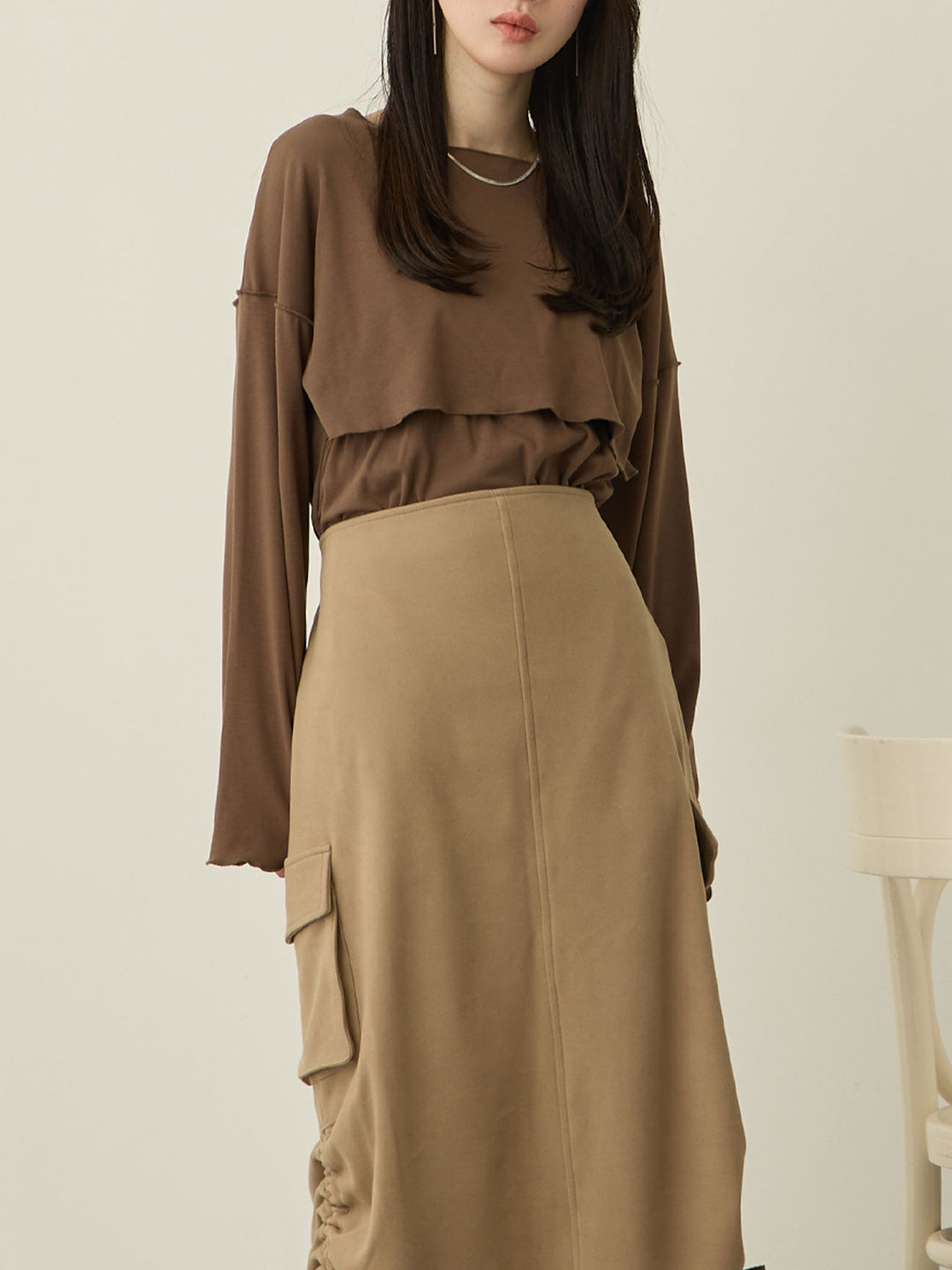 裏起毛ロングTシャツ Brown