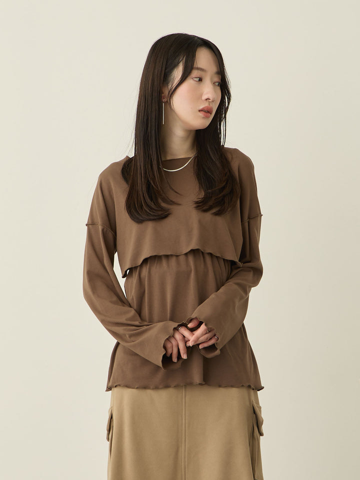 裏起毛ロングTシャツ Brown