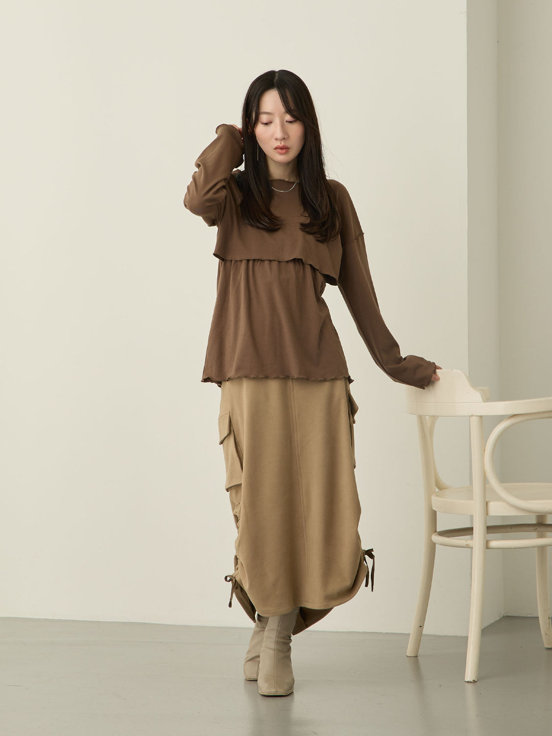 裏起毛ロングTシャツ Brown