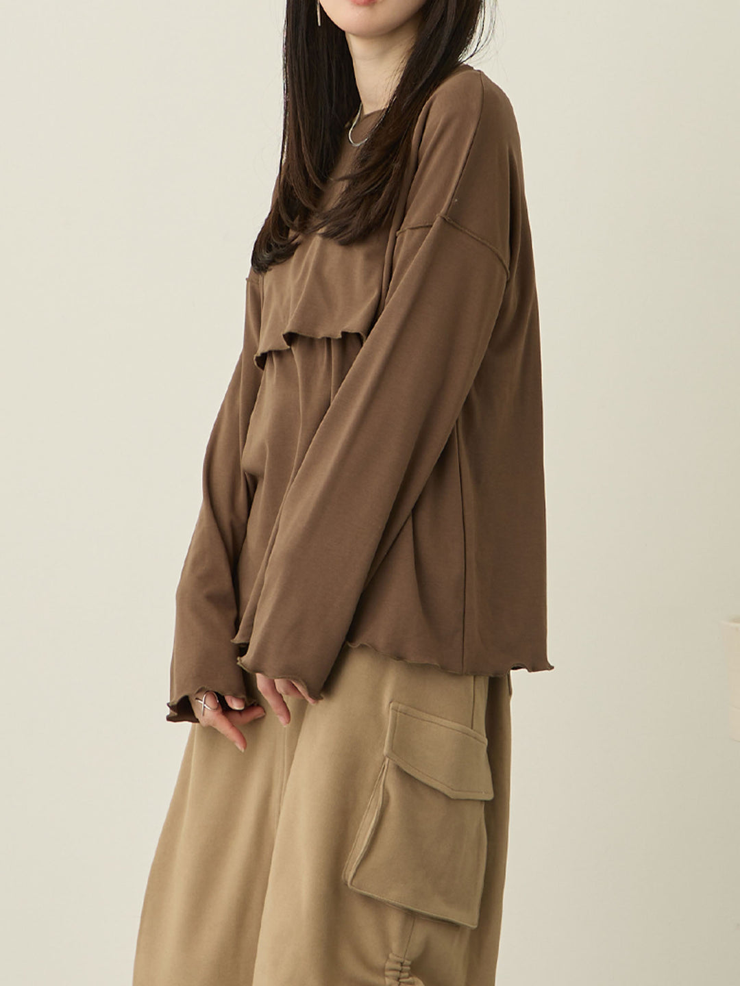 裏起毛ロングTシャツ Brown