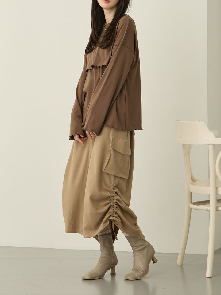 羊毛工装裙，米色