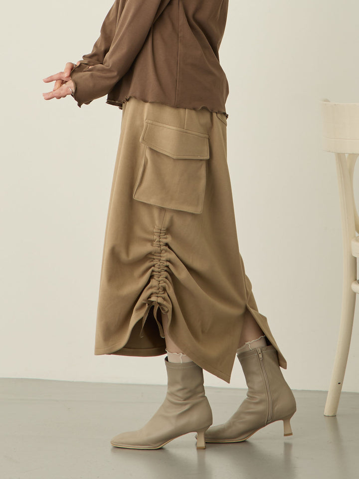 羊毛工装裙，米色