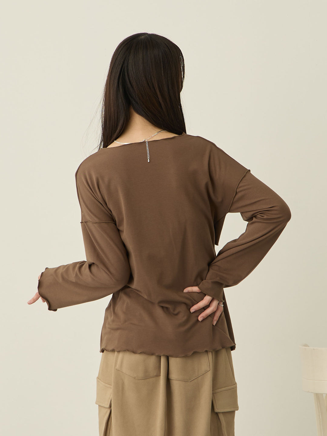 裏起毛ロングTシャツ Brown
