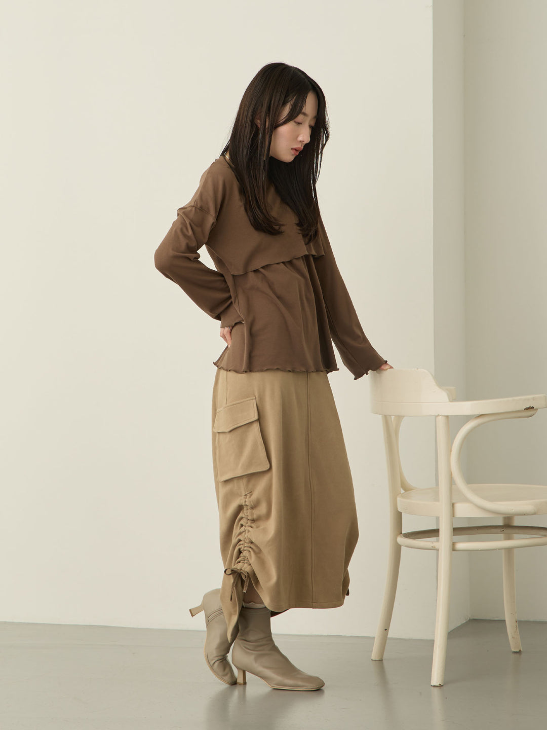 裏起毛ロングTシャツ Brown