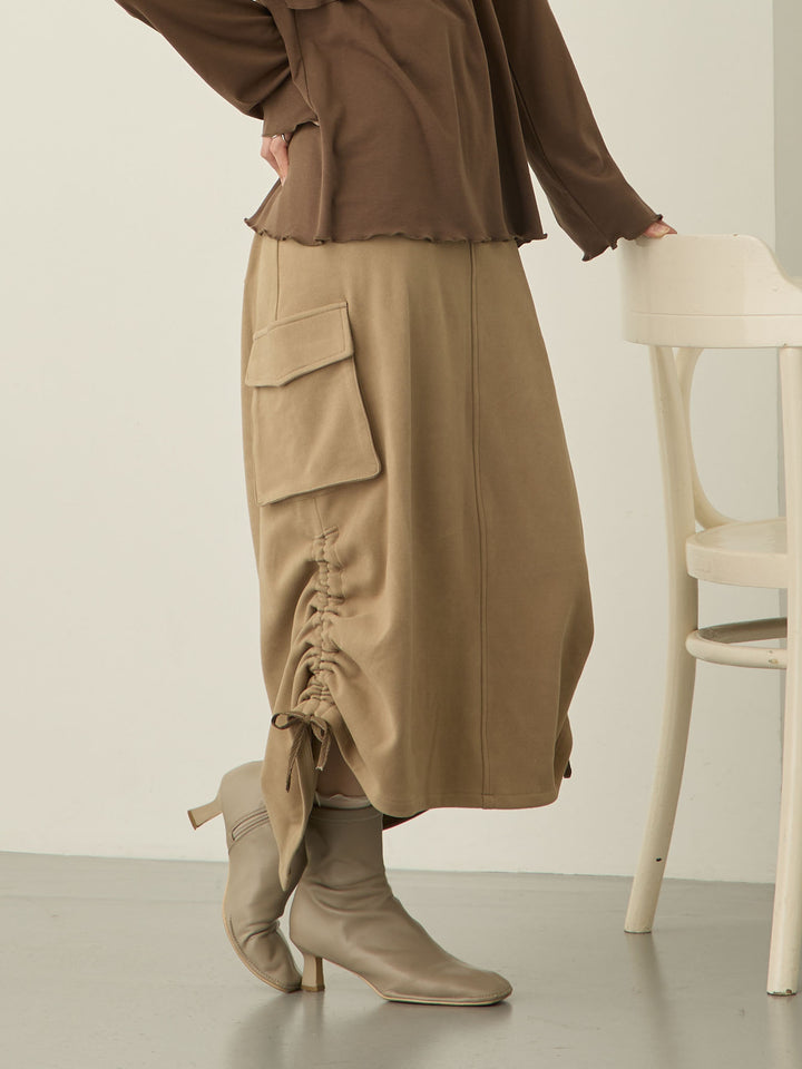 羊毛工装裙，米色