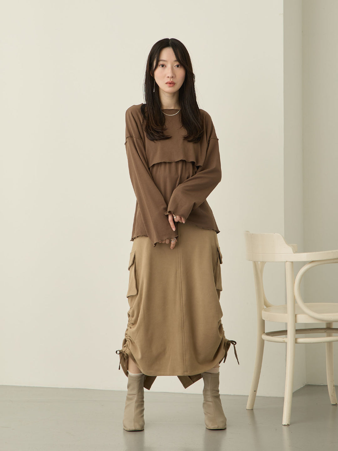 裏起毛ロングTシャツ Brown