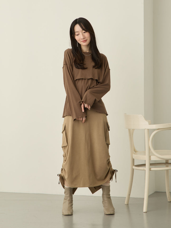 羊毛工装裙，米色