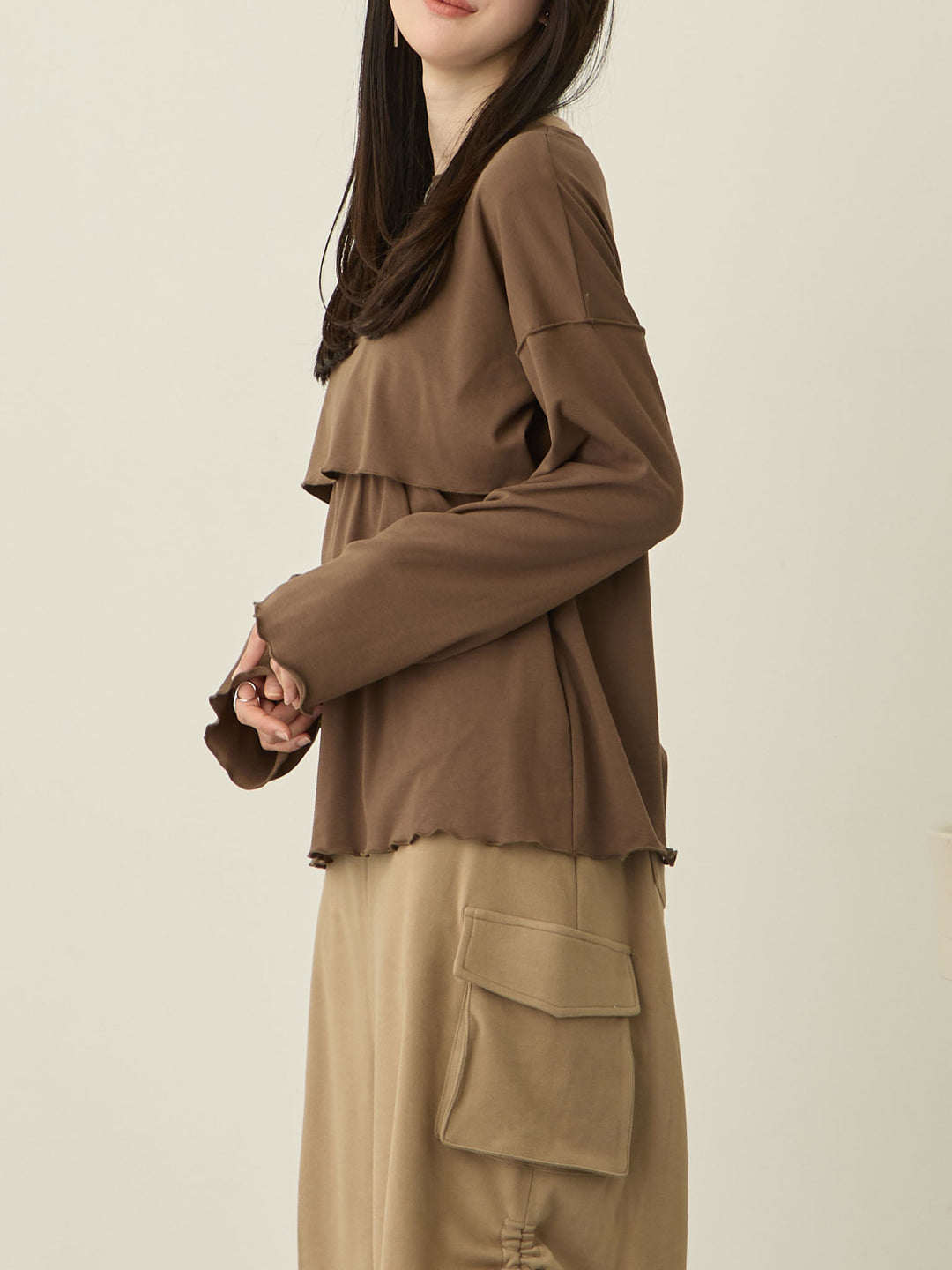 裏起毛ロングTシャツ Brown