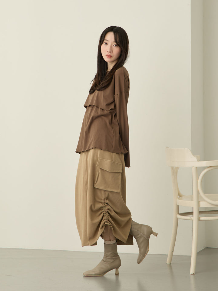 裏起毛ロングTシャツ Brown