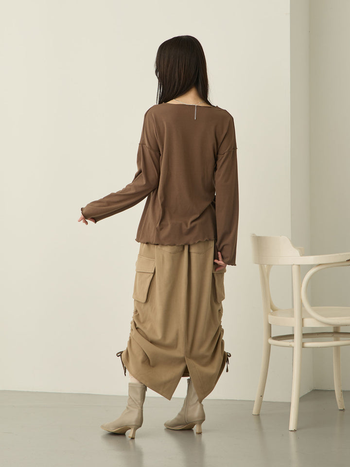 羊毛工装裙，米色