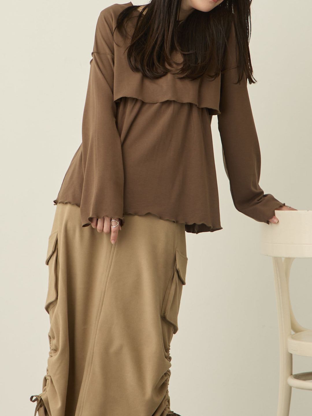 裏起毛ロングTシャツ Brown