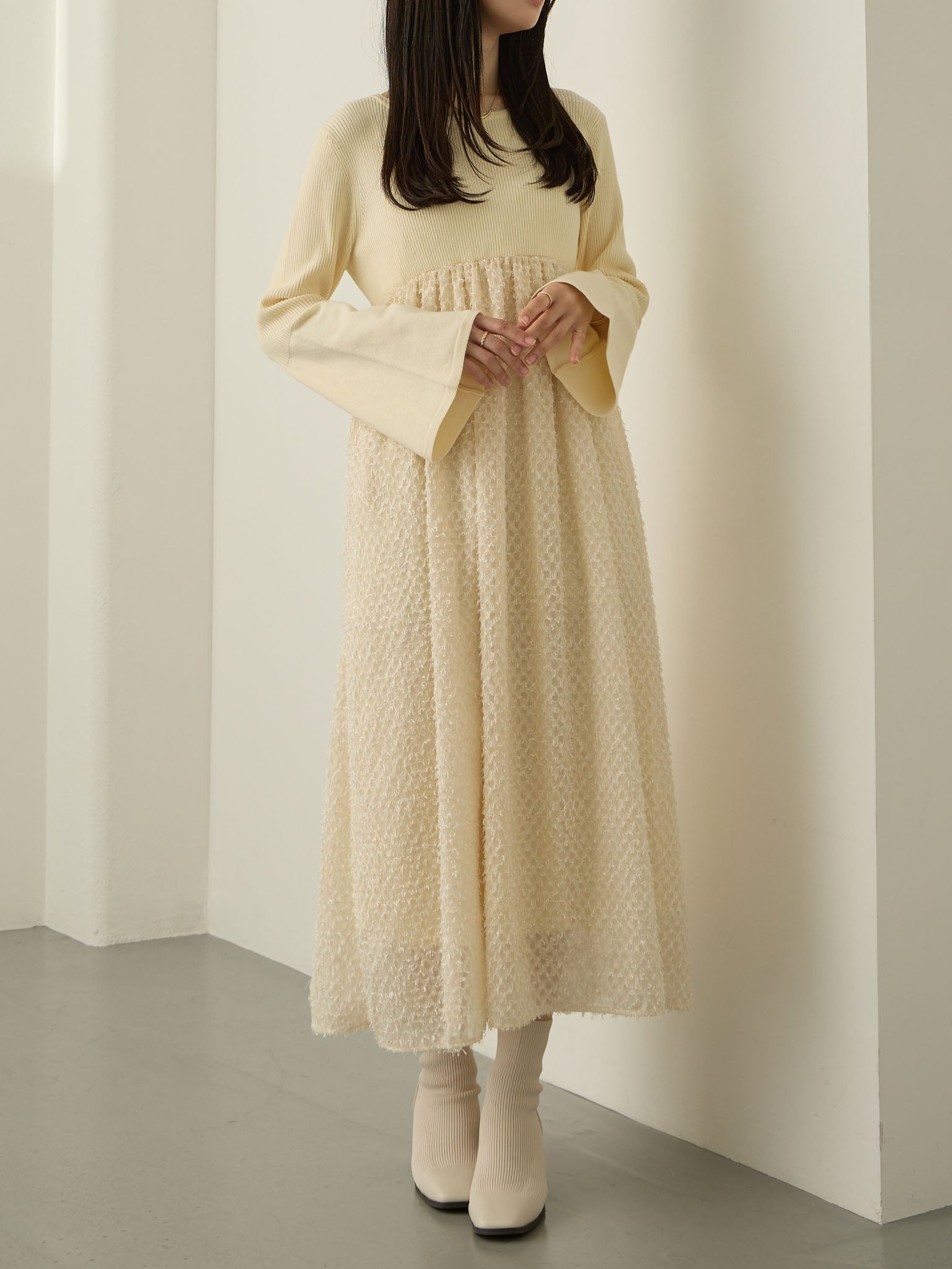 ニットドッキングフェザーワンピース Ivory – honono for mom&baby