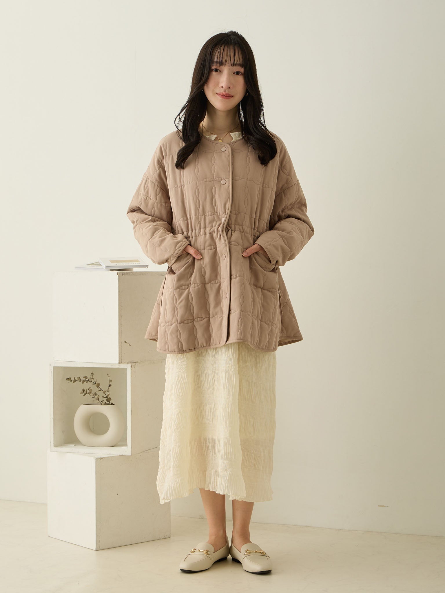 リンクルプリーツワンピースペチコート付き Ivory – honono for mom&baby