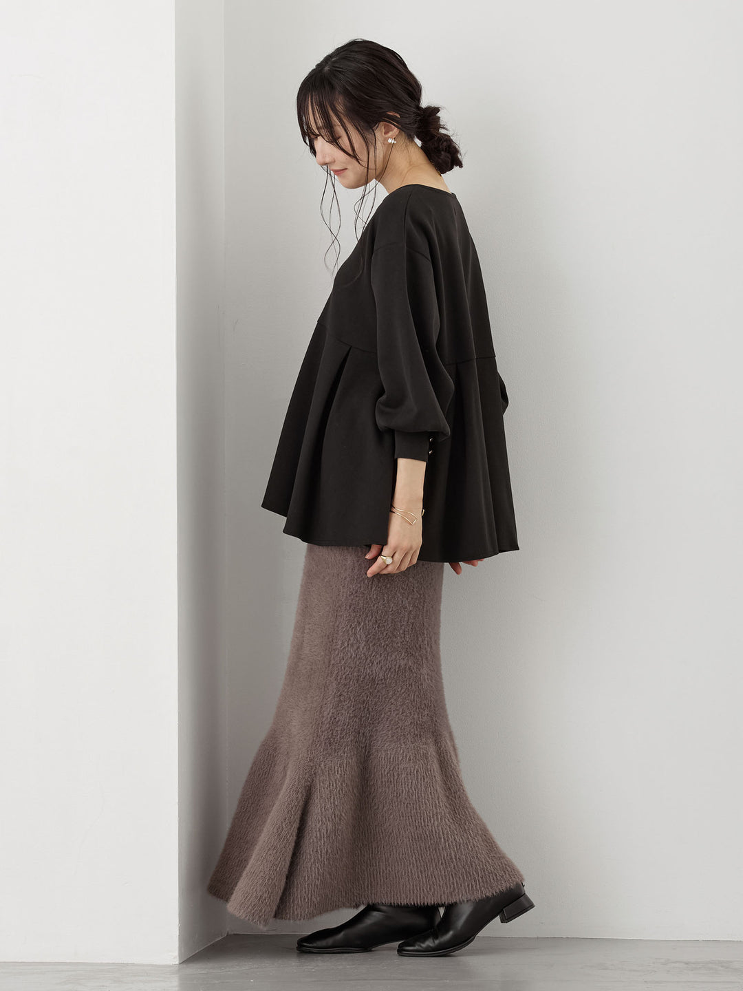 ペプラムトップス Black