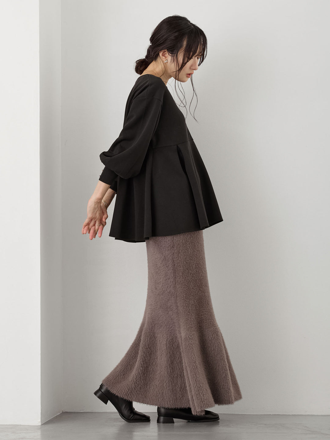 ペプラムトップス Black
