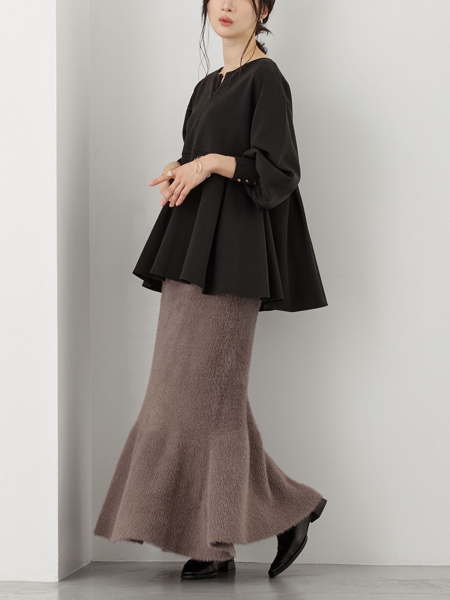 ペプラムトップス Black
